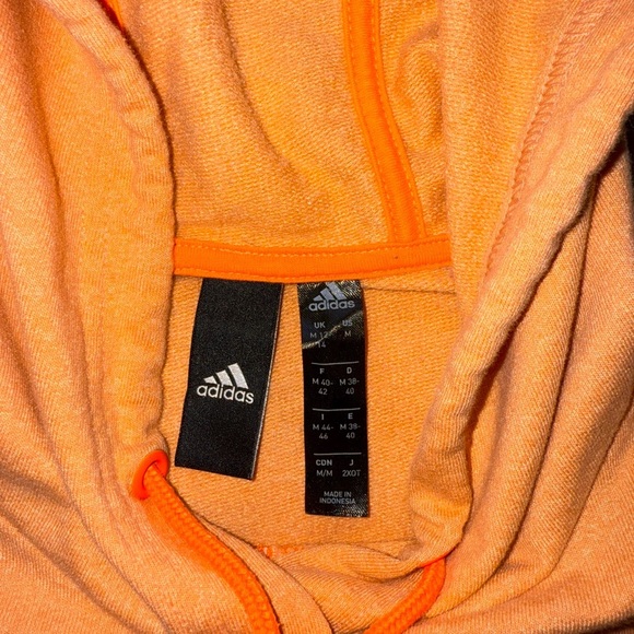 adidas Orange Cropped Hoodie with Raw Hem Size Medium - Picture 4 of 4